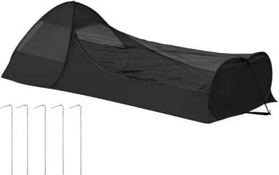 Opvouwbaar Campingbed - Pop-up Bed - Kamperen en Outdoor - Fijnmazig Muggennet - 220 x 105 x 75 cm - Zwart