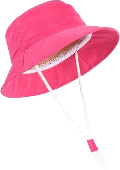 Baby Zonnehoed - Kinder Hoed - Buiten Spelen - UV Bescherming 50+ - One Size - Felroze