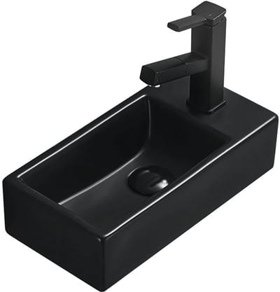 Mexen Inez opbouw waskom links 40 x 20 cm, zwart mat - 21484085L