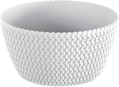 Plantenpot/bloempot tafelstuk - kunststof - D24 x H12 cm - parel wit - voor binnen/buiten