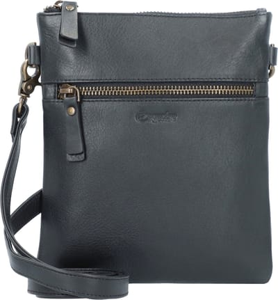Esquire Leren Schoudertas Peru Small Crossbody Bag Black Zwart