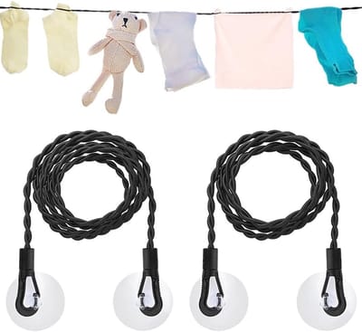 Verstelbare Reis Kledinglijn met Haken en Zuignappen, Draagbare Elastische Drooglijn voor Kamperen en Buitenactiviteiten, Windbestendige Hanger voor Efficiënt Drogen