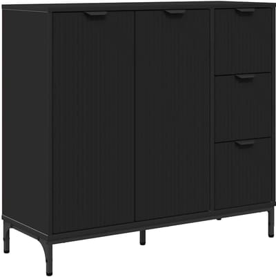 vidaXL - Dressoir - met - lade - Zwart - 89,5 - x - 33 - x - 82 - cm - Bewerkt - hout