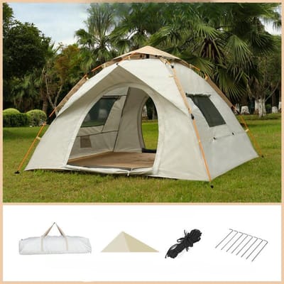 Tent Outdoor Kamperen Strand Volledige Set Draagbaar Opvouwbaar Automatisch Snel Open Kamperen Zilverlijm Zonwering Waterdicht 200*150*135CM gray
