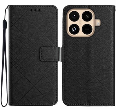 Coverup Hoesje - Geschikt voor Xiaomi 15T Pro Hoesje - Coverup Rhombus Book Case - Zwart
