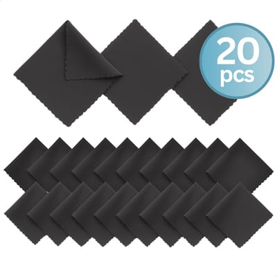 RENALUX - Brillendoekjes Microvezel - Brilpoetsdoekjes - Microvezeldoekjes Bril - Microfiber - Set van 20 Stuks - Zwart