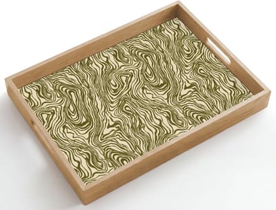 Dienblad hout 50x35 cm - Schootdienblad - Abstract - Marmer - Groen - Borrelplank rechthoek - Plateau dienbladen