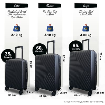 Harde zwarte koffer, robuuste 8-wiel bagage, handbagagetas