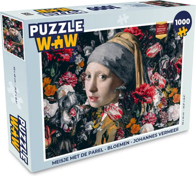 Puzzel Meisje met de parel - Bloemen - Johannes Vermeer - Legpuzzel - Puzzel 1000 stukjes volwassenen