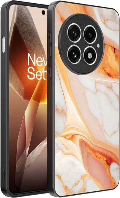 Smartphonica Telefoonhoesje Geschikt voor OnePlus 13 met marmer opdruk - TPU backcover case marble design - Oranje geschikt voor OnePlus 13
