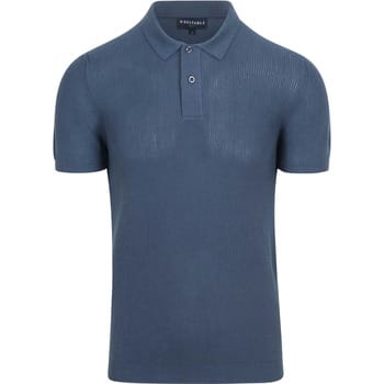 Suitable Respect Polo Structure Knit Blauw - Maat XXL - Heren - Polo shirt Heren met Korte mouw
