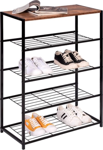 Bolt Edge Schoenenrek - Voor 8-12 paar - Vintage - Zwart - Hal of slaapkamer