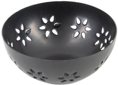 Waxinehouder bloemen zwart