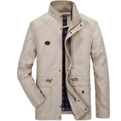Herfst en winter heren nieuwe stijl heren jassen casual heren jassen puur katoen gewassen windjack 4XL beige