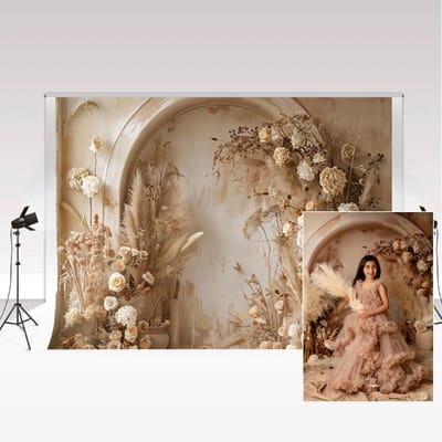 Dailygoody - Fotografie Achtergrond - Boho Boog Bloemen - 2,2 x 1,5 m - Pampas Gras Decoratie - Ideaal voor Bruiloft en Verjaardag - Geschikt voo
