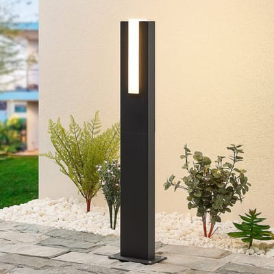 Lucande - LED buitenlamp - 1licht - aluminium, kunststof - H: 65 cm - grafietgrijs, opaalwit - Inclusief lichtbron