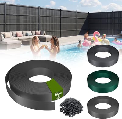 PVC Sichtschutzstrips - Met 120 Bevestigingsclips - Voor Dubbelstaafmatten & Enkelstaafmattenhek - 65m x 4,7cm - 100% Ondoorzichtig - Windbeschermend - UV-bestendig & Waterdicht - Grijs - NAIZY