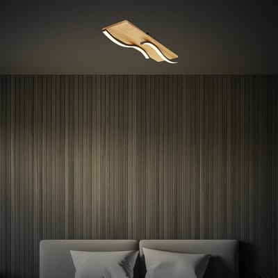Briloner Vinka - LED plafondlamp - 3815014 - Houtdecor - Waveform - 2 vlammen - AAN/UIT - Warm wit licht - 55 x 14 x 8,5 cm - Zwart-Hout