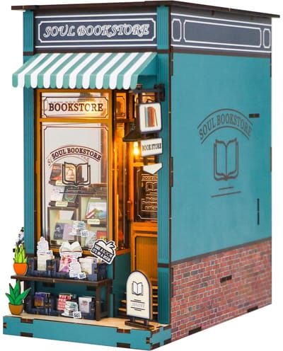 Booknook Boekenwinkel - 3D Puzzel met Handleiding - DIY - Miniatuur Modelbouw Hout Kinderen en Volwassenen - Houten bouwpakket - Assemblr