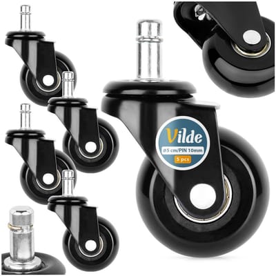 Bureaustoel Wieltjes Rubber 5 cm / 10 mm 5 stuks - Bureaustoelwielen