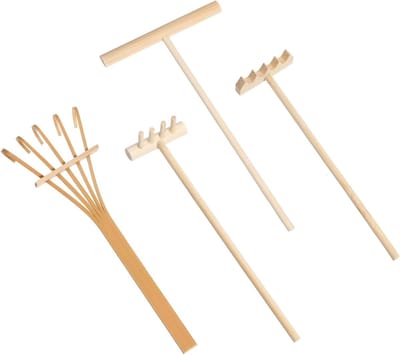 Miniatuur Zen Tuin Set met 4 Stukken, Inclusief Mini Rakes en Tuinaccessoires voor Thuis en Kantoor Decoratie