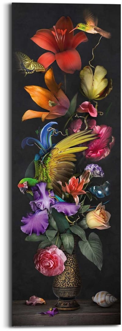 Schilderij Flower Portrait - 90 x 30 - Hout - REINDERS