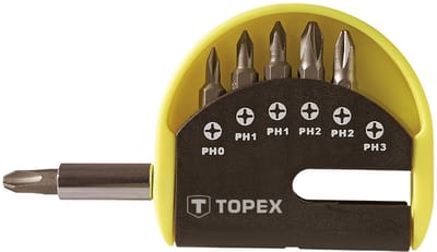 Grupa Topex Serie - Schroefbitset met Houder - 7 Stuks - Chroom-Vanadium Staal - Ergonomische Ontwerp