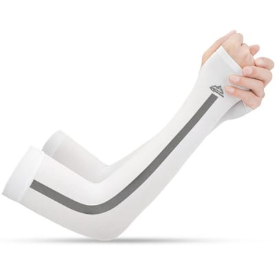 Outdoor armmouwen UV-zonbeschermende gehandschoende koelmouwen voor wandelen fietsen klimmen vissen One Size wit