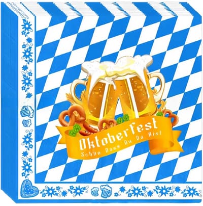 Dailygoods- Servetten 40 stuks - Oktoberfest Decoratie - Papieren Servetten - 33x33 cm - Beierse Servetten - Milieuvriendelijk - Feestservetten
