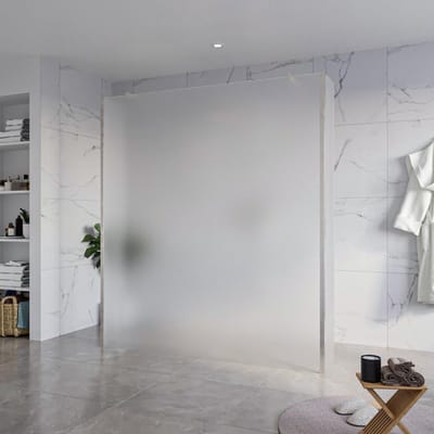 FugaFlow Eccelente Vetro Vrijstaande inloopdouche badkamer - 180x200cm - Glas mat - antikalk - 8mm veiligheidsglas - 2 zijwanden 30cm - met wandarmen en hoekprofielen - RVS geborsteld -