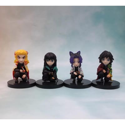 4 Stuks 7CM BANDAI WCF Demon Slayer Figuur Tanjirou Kolom En Bijeenkomst Muichirou Kyoujurou Figuur ShinobuSpeelgoed Giyuu Pop No box white