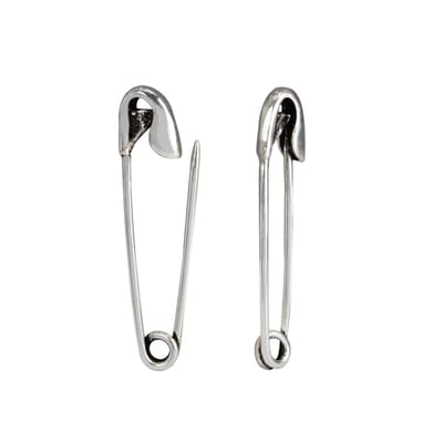 Joy|S - Zilveren veiligheidsspeld oorbellen - 5 x 25 mm - geoxideerd - t97
