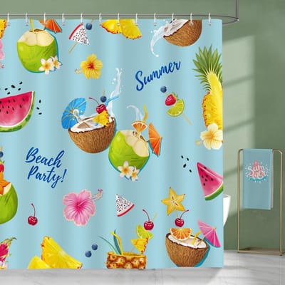 Dailygoody - Douchegordijn - Waterdicht - Tropische vruchten - 180 x 180 cm - Schimmelbestendig - Geschikt voor badkamer - Polyester