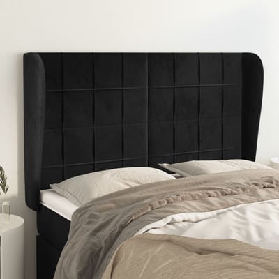 vidaXL - Hoofdbord - met - randen - 147x23x118/128 - cm - fluweel - zwart
