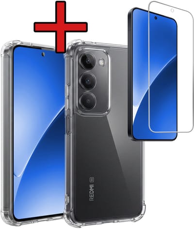 Hoesje - Met Screenprotector - Geschikt voor Xiaomi 15 - Sterk & Shockproof - Back Cover - Siliconen Case - Telefoon Hoes - Shock Proof - Telefoonhoes - Transparant