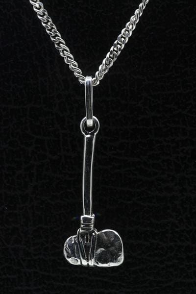 Zilveren Stenen bijl ketting hanger