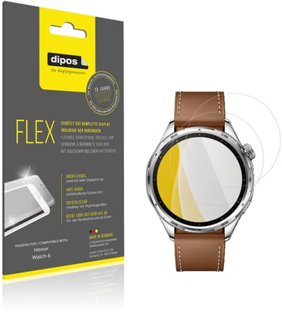 dipos – 2x Beschermfolie geschikt voor Honor Watch 6 | 3D Full Cover Screenprotector | 100% Passend