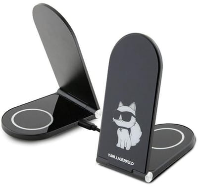 Karl - Lagerfeld - Choupette MagSafe 15W inductieve oplader, opvouwbaar 2in1 - zwart
