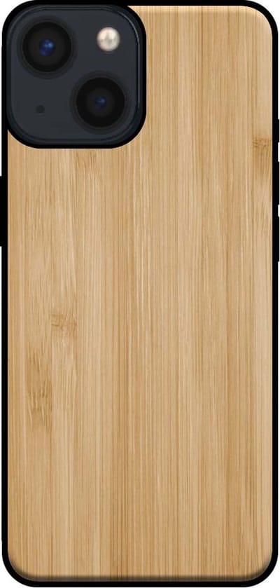 Smartphonica Telefoonhoesje voor iPhone 13 Mini met houten look - backcover bamboo kunsthout hoesje - Bruin geschikt voor iPhone 13 Mini