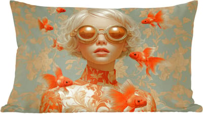 Sierkussens - Kussentjes Woonkamer - 60x40 cm - Goudvissen - Oranje - Vrouw - Blond