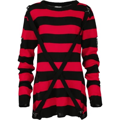 Heartless - Gothic Gebreide trui - Oriana sweater - L tot 3XL - voor Vrouwen - rood-zwart