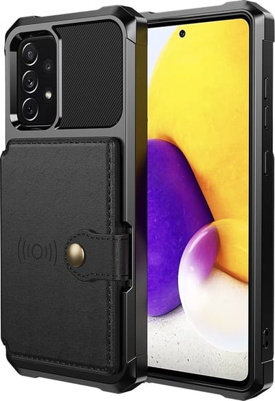 Backcover geschikt voor Samsung Galaxy A52 - Zwart - Pasjeshouder - Magneet voor Autohouder