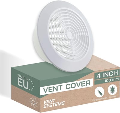 Plafondrooster 100 mm - wit - demonteerbaar ventilatierooster voor badkamer en thuiskantoor - ronde grillafdekking