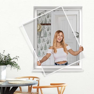 Insektengaas voor Ramen - Aluminium Frame Hor - 60x150 cm - Wit - Zonder Boren Ophangen
