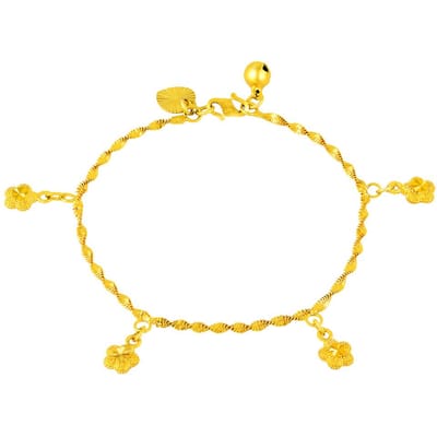 24k Echt Gouden Armband 5 Sterren Hanger Armband Verguld Voor Vrouwen Bruiloft Sieraden Cadeaus yellow