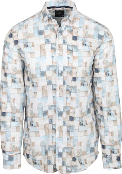 State Of Art Overhemd Print Blauw - Maat XL - Heren - Overhemden Casual