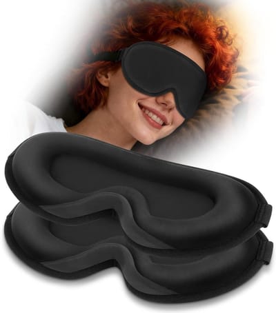 3D voorgevormd slaapmasker, 2 stuks, verduisterend en ademend oogmasker voor optimale slaap, met verstelbare riem en nuldruk ontwerp