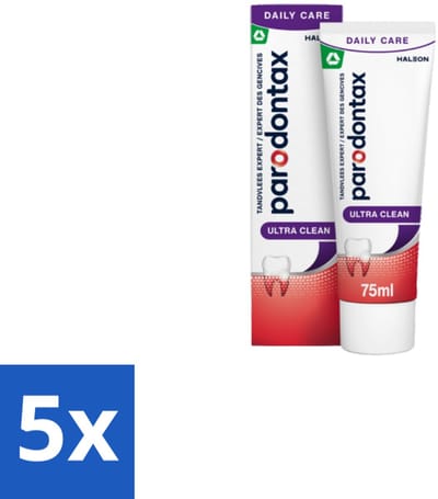 5 x Parodontax – Tandpasta – Ultra Clean – Bloedend Tandvlees – 75 ml - Voordeelverpakking - 5 stuks