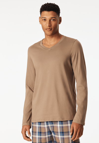 Shirt lange mouwen v-hals nougat - Mix+ Relax 50