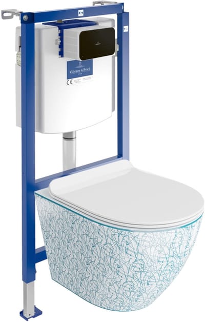 VILLEROY & BOCH VICONNECT H112 - Inbouwreservoir WC - Zwarte bedieningsplaat - SOFI SLIM KRESZ - Complete Set Wit